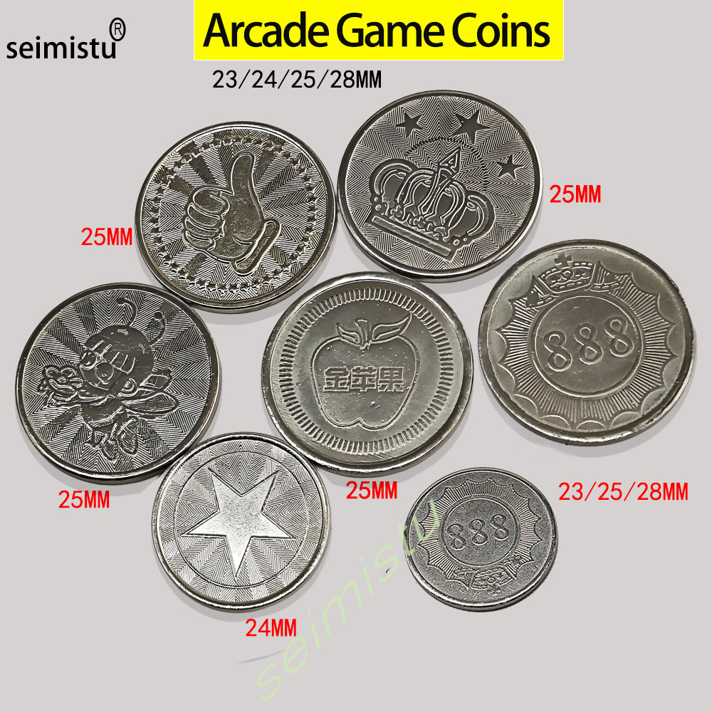 Arcade Toy Vending Machine - 100個入り、ステンレス製、23/24/25mm、王冠デザインのトークン、コインアクセプター、アーケードゲーム、クレーンゲーム、自動販売機用。